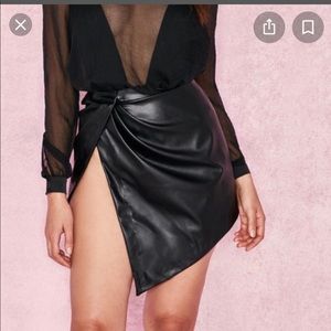 House of Cb leather wrap skirt